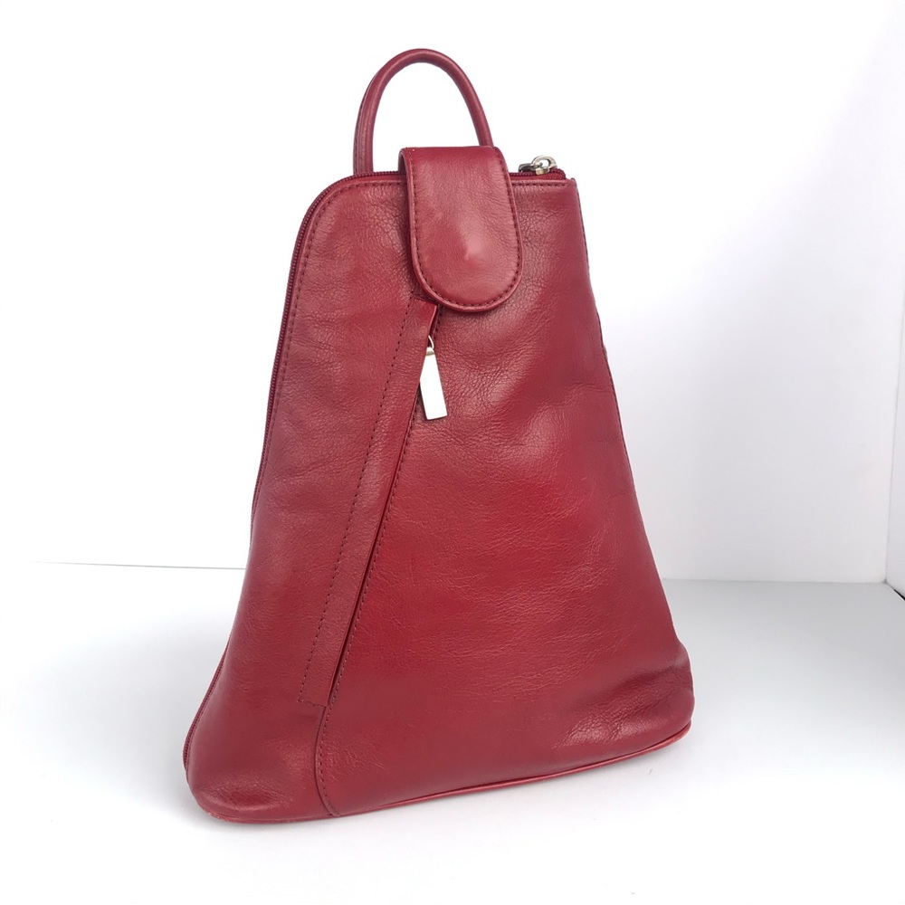Clarks red leather backpack purse